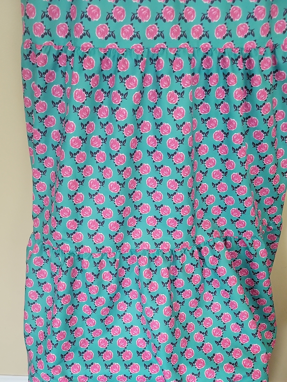 Green Floral Maxi Dress with Pink Blossoms - Picture 6 of 6